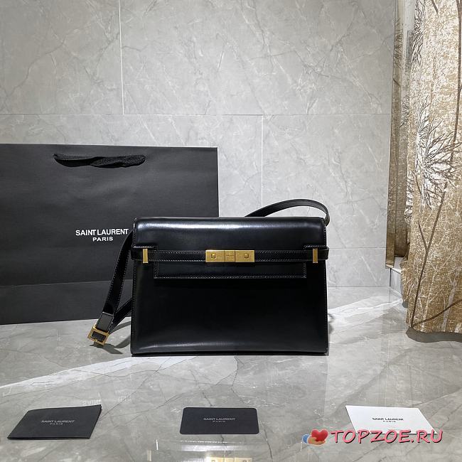 YSL MANHATTAN BLACK SMOOTH LEATHER 579271 SIZE 29x20.5x7 CM - 1