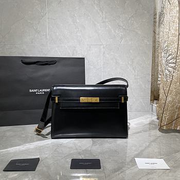 YSL MANHATTAN BLACK SMOOTH LEATHER 579271 SIZE 29x20.5x7 CM