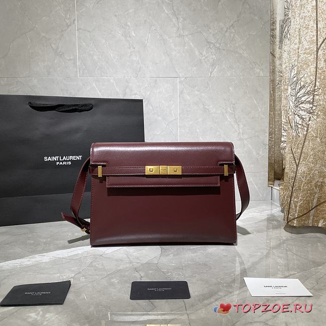 YSL MANHATTAN BORDEAUX SMOOTH LEATHER 579271 SIZE 29x20.5x7 CM - 1