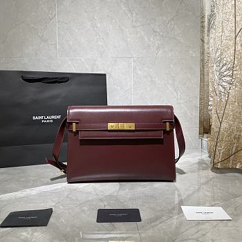 YSL MANHATTAN BORDEAUX SMOOTH LEATHER 579271 SIZE 29x20.5x7 CM