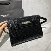 YSL MANHATTAN IN CROCODILE-EMBOSSED BLACK & SILVER METAL 579271 SIZE 29x20.5x7 CM - 4