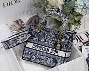 DIOR MEDIUM LADY D-LITE EMBROIDERED BAG BLUE M0565 SIZE 24 x 20 x 11 CM - 1