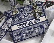 DIOR MEDIUM LADY D-LITE EMBROIDERED BAG BLUE M0565 SIZE 24 x 20 x 11 CM - 6