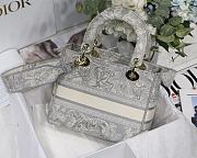 DIOR MEDIUM LADY D-LITE EMBROIDERED BAG GRAY M0565 SIZE 24 x 20 x 11 CM - 4