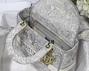 DIOR MEDIUM LADY D-LITE EMBROIDERED BAG GRAY M0565 SIZE 24 x 20 x 11 CM - 5
