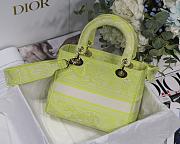DIOR MEDIUM LADY D-LITE EMBROIDERED BAG LIME M0565 SIZE 24 x 20 x 11 CM - 4