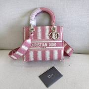 DIOR MEDIUM LADY PINK D-STRIPES EMBROIDERED M0565 SIZE 24x20x11 CM - 1