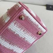 DIOR MEDIUM LADY PINK D-STRIPES EMBROIDERED M0565 SIZE 24x20x11 CM - 5