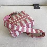 DIOR MEDIUM LADY PINK D-STRIPES EMBROIDERED M0565 SIZE 24x20x11 CM - 4