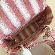 DIOR MEDIUM LADY PINK D-STRIPES EMBROIDERED M0565 SIZE 24x20x11 CM - 3