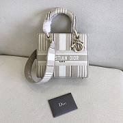 DIOR MEDIUM LADY GRAY STRIPES EMBROIDERED M0565 SIZE 24x20x11 CM - 1