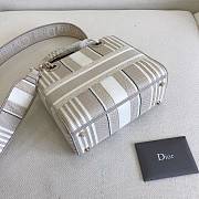 DIOR MEDIUM LADY GRAY STRIPES EMBROIDERED M0565 SIZE 24x20x11 CM - 6