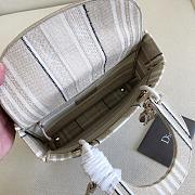 DIOR MEDIUM LADY GRAY STRIPES EMBROIDERED M0565 SIZE 24x20x11 CM - 3