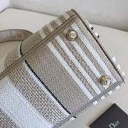 DIOR MEDIUM LADY GRAY STRIPES EMBROIDERED M0565 SIZE 24x20x11 CM - 2