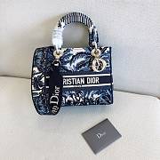 DIOR MEDIUM LADY BLUE PALMS EMBROIDERED M0565 SIZE 24 x 20 x 11 CM  - 1