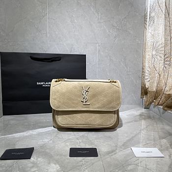 YSL NIKI MEDIUM IN SUEDE LEATHER BLACK 498894 SIZE 28 x 20 x 8 CM