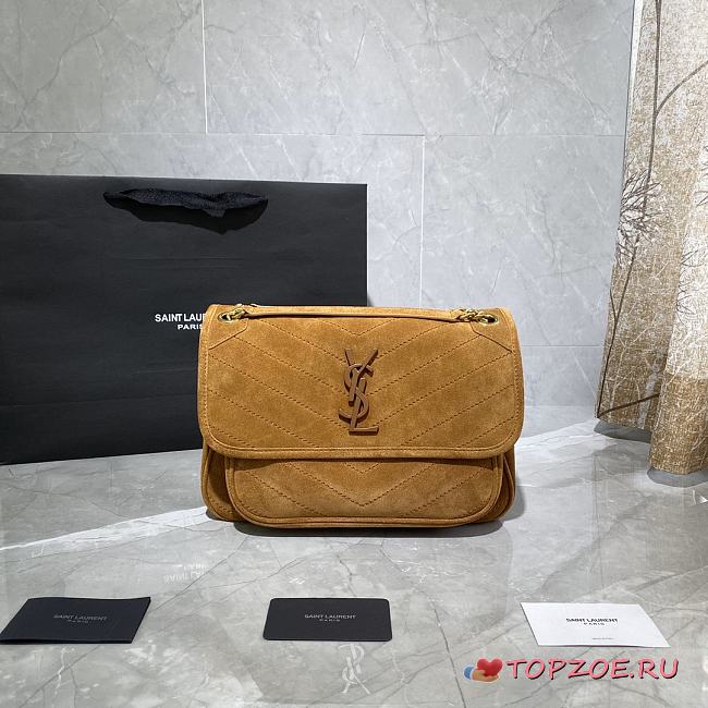 YSL NIKI MEDIUM IN SUEDE LEATHER CARAMEL 498894 SIZE 28 x 20 x 8 CM - 1