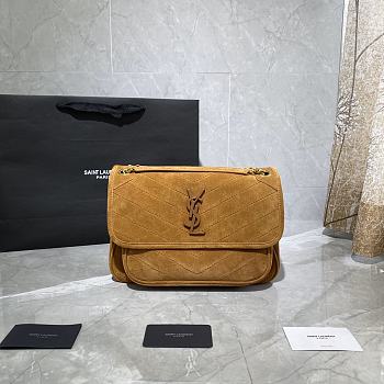 YSL NIKI MEDIUM IN SUEDE LEATHER CARAMEL 498894 SIZE 28 x 20 x 8 CM