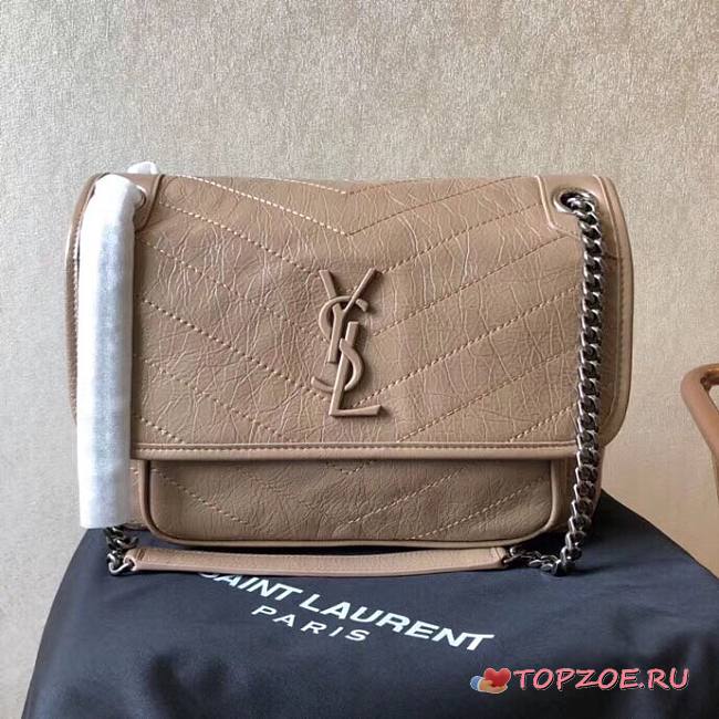 YSL NIKI MEDIUM IN CRINKLED VINTAGE LEATHER BEIGE 498894 SIZE 28 x 20.5 x 8.5 CM - 1