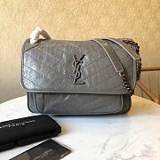 YSL NIKI MEDIUM IN CRINKLED VINTAGE LEATHER GRAY 498894 SIZE 28 x 20.5 x 8.5 CM - 1
