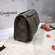 YSL NIKI MEDIUM IN CRINKLED VINTAGE LEATHER GRAY 498894 SIZE 28 x 20.5 x 8.5 CM - 2