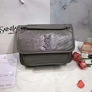 YSL NIKI MEDIUM IN CRINKLED VINTAGE LEATHER GRAY 498894 SIZE 28 x 20.5 x 8.5 CM - 5