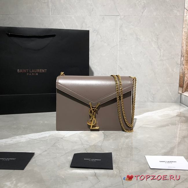 YSL CASSANDRA MONOGRAM CLASP BAG GRAY LEATHER 532750 SIZE 22 CM - 1