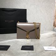 YSL CASSANDRA MONOGRAM CLASP BAG GRAY LEATHER 532750 SIZE 22 CM - 1