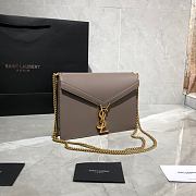YSL CASSANDRA MONOGRAM CLASP BAG GRAY LEATHER 532750 SIZE 22 CM - 3