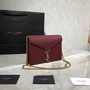 YSL CASSANDRA MONOGRAM CLASP BAG BORDEAUX LEATHER 532750 SIZE 22 CM - 2