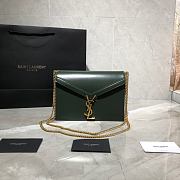 YSL CASSANDRA MONOGRAM CLASP BAG GREEN LEATHER 532750 SIZE 22 CM - 1