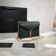 YSL CASSANDRA MONOGRAM CLASP BAG GREEN LEATHER 532750 SIZE 22 CM - 6