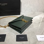 YSL CASSANDRA MONOGRAM CLASP BAG GREEN LEATHER 532750 SIZE 22 CM - 5