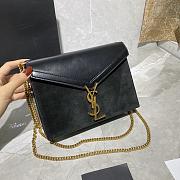 YSL CASSANDRA MONOGRAM CLASP BAG BLACK SUEDE & LEATHER 532750 SIZE 22 CM - 4