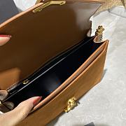 YSL CASSANDRA MONOGRAM CLASP BAG BROWN SUEDE & LEATHER 532750 SIZE 22 CM - 6