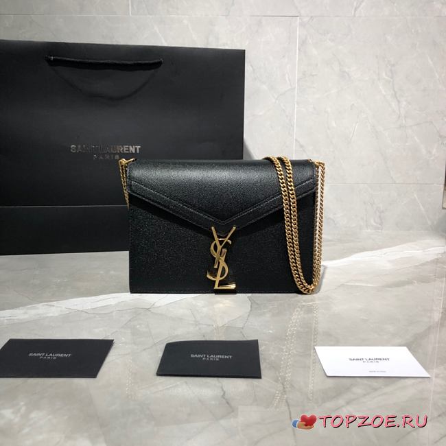 YSL CASSANDRA MONOGRAM CLASP BAG BLACK CAVIAR LEATHER 532750 SIZE 22 CM - 1