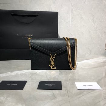YSL CASSANDRA MONOGRAM CLASP BAG BLACK CAVIAR LEATHER 532750 SIZE 22 CM
