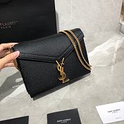 YSL CASSANDRA MONOGRAM CLASP BAG BLACK CAVIAR LEATHER 532750 SIZE 22 CM - 2