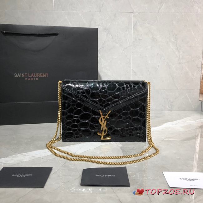 YSL CASSANDRA MONOGRAM CLASP BAG BLACK TURTLE LEATHER 532750 SIZE 22 CM - 1
