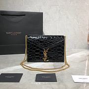 YSL CASSANDRA MONOGRAM CLASP BAG BLACK TURTLE LEATHER 532750 SIZE 22 CM - 1