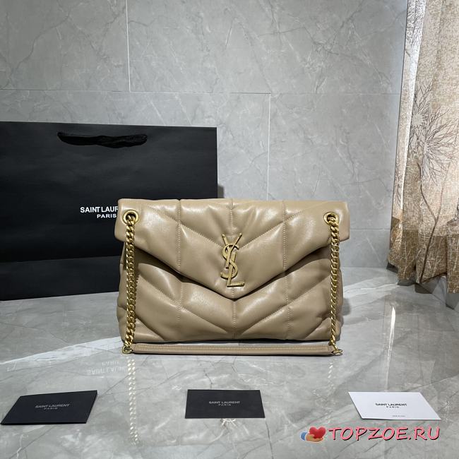 YSL LOULOU PUFFER MEDIUM BAG IN BEIGE LAMBSKIN 577475 SIZE 35 x 23 x 13.5 CM - 1