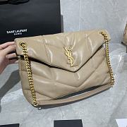 YSL LOULOU PUFFER MEDIUM BAG IN BEIGE LAMBSKIN 577475 SIZE 35 x 23 x 13.5 CM - 2