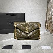 YSL LOULOU PUFFER MEDIUM BAG IN ARMY GREEN LAMBSKIN 577475 SIZE 35 x 23 x 13.5 CM - 1