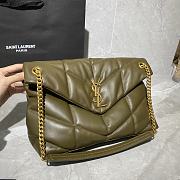 YSL LOULOU PUFFER MEDIUM BAG IN ARMY GREEN LAMBSKIN 577475 SIZE 35 x 23 x 13.5 CM - 6