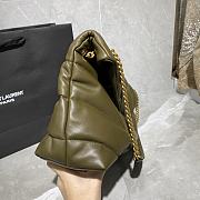 YSL LOULOU PUFFER MEDIUM BAG IN ARMY GREEN LAMBSKIN 577475 SIZE 35 x 23 x 13.5 CM - 5
