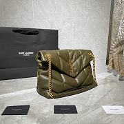 YSL LOULOU PUFFER MEDIUM BAG IN ARMY GREEN LAMBSKIN 577475 SIZE 35 x 23 x 13.5 CM - 3