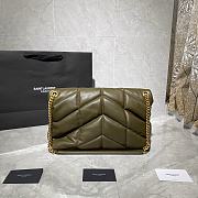 YSL LOULOU PUFFER MEDIUM BAG IN ARMY GREEN LAMBSKIN 577475 SIZE 35 x 23 x 13.5 CM - 2