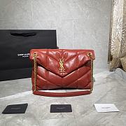 YSL LOULOU PUFFER MEDIUM BAG IN RED LAMBSKIN 577475 SIZE 35 x 23 x 13.5 CM - 1