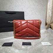 YSL LOULOU PUFFER MEDIUM BAG IN RED LAMBSKIN 577475 SIZE 35 x 23 x 13.5 CM - 3