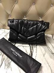 YSL LOULOU PUFFER MEDIUM BAG IN BLACK LAMBSKIN 577475 SIZE 35 x 23 x 13.5 CM - 1